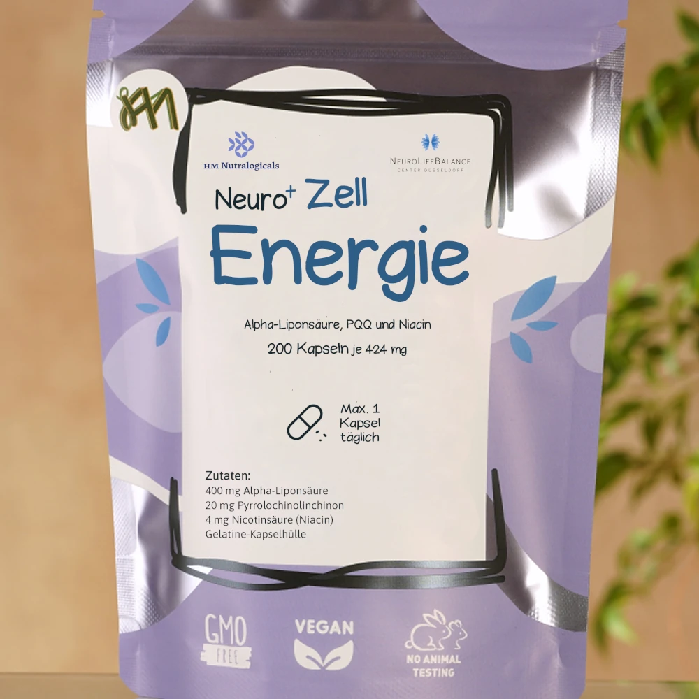 PQQ alpha liponsaeure niacin neuro zellenergie vergrößert PQQ alpha liponsäure und rosmarin etikett vergrößert