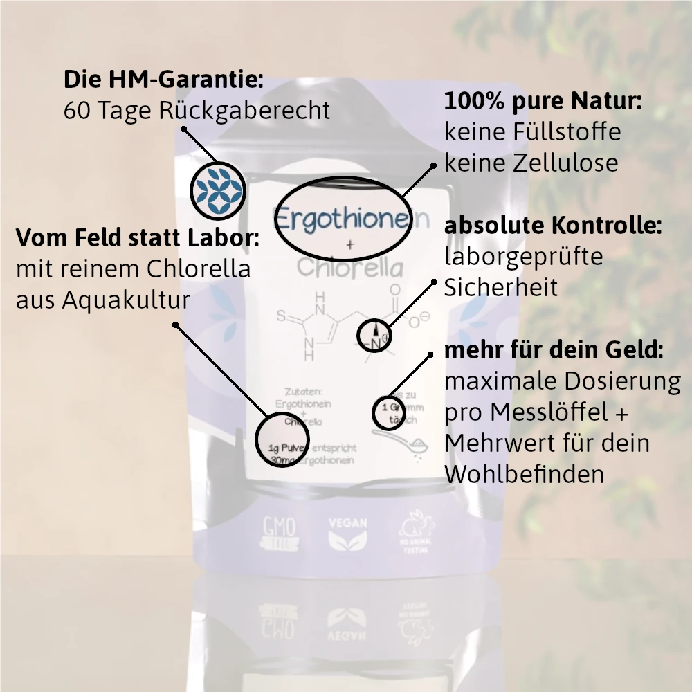 ergothionein infos und vorteile Ergothionein mit Chlorella als Dosierhilfe und als Mehrwert