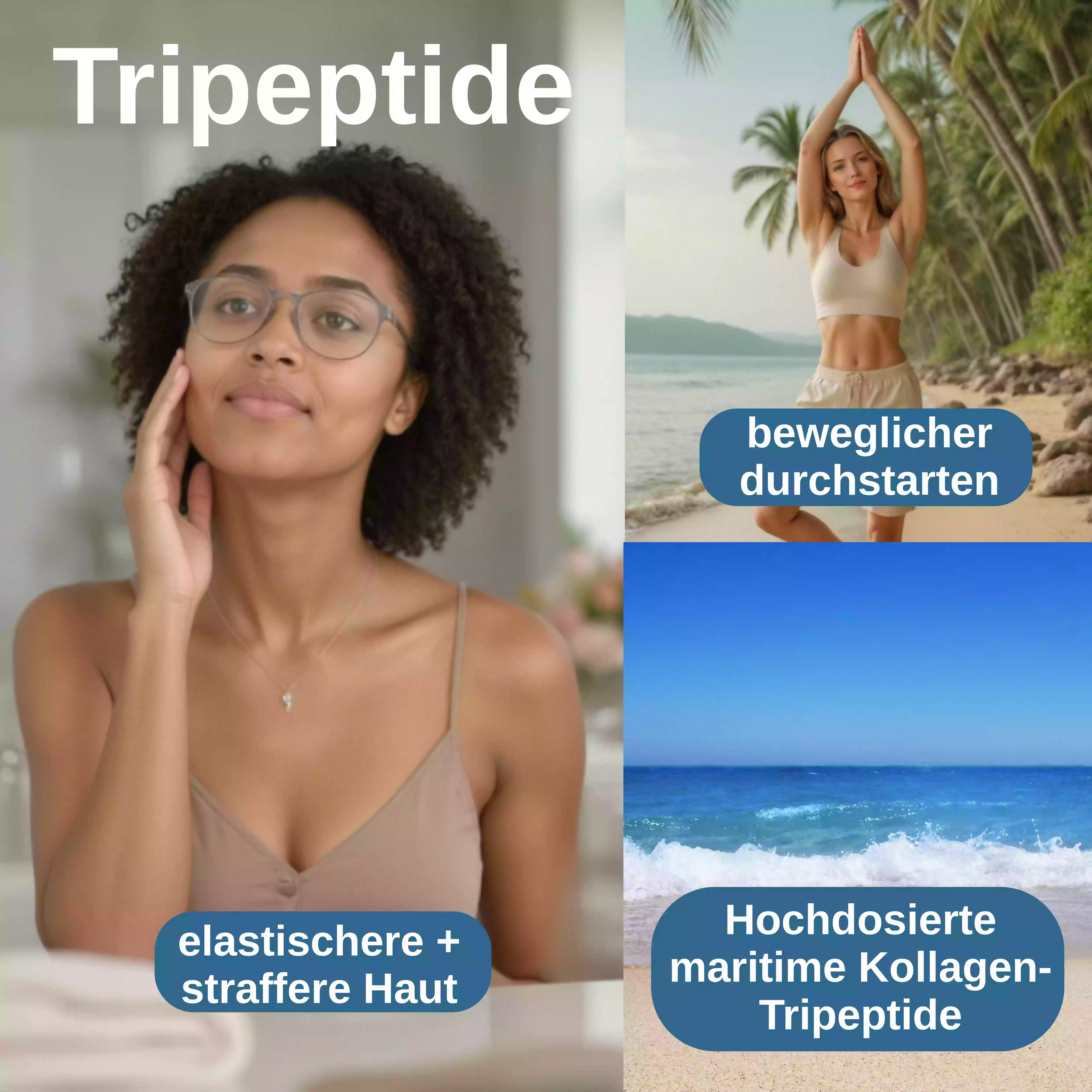 Drei Vorteile, wie Kollagen Tripeptide dich unterstützen können.