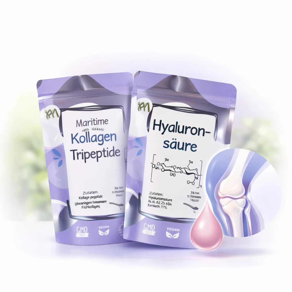 Kollagen-Tripeptide und hochmolekulares Hyaluron für Haut und Gelenke